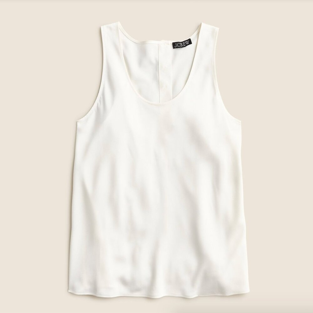 J. Crew Sleeveless Shell Top in Everyday Crepe Ivory with Gold Buttons - Size L